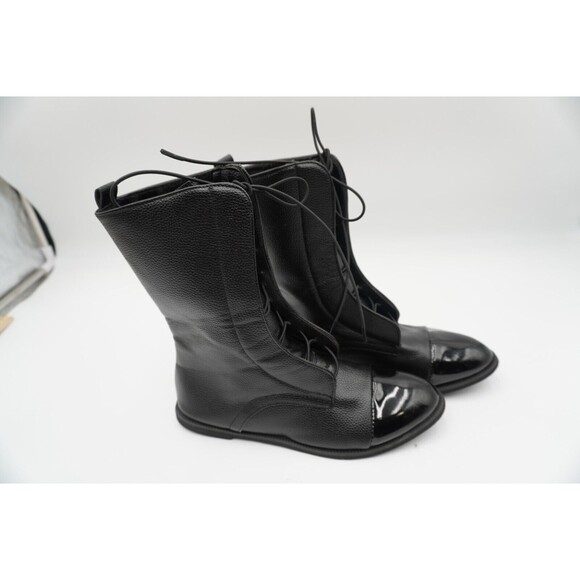 AMAZIDEAL Women's Leather Lace-up Military Flat Mid-Calf Boots. Round Toe. Sz 39 - Picture 1 of 8